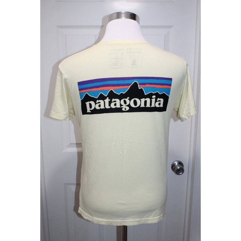Patagonia Shirt Size S Yellow Short Sleeve Crew Neck Organic Cotton Slim Fit Men